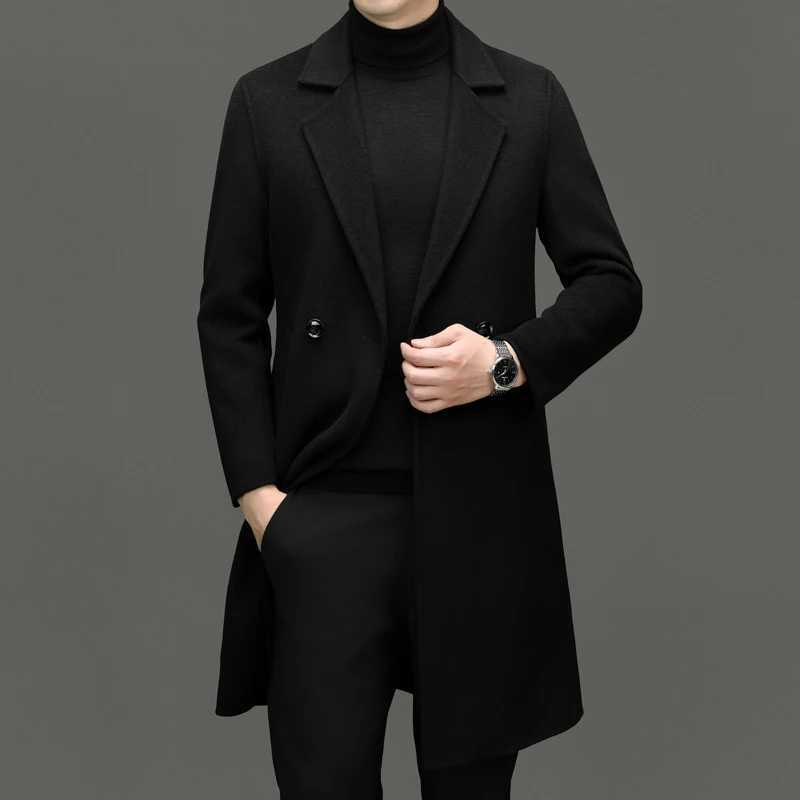 Mens Effortless Cashmere Overcoats Winter Essential Topcoat Classic Black Caramel Gray Color Wool Coat Gentlemen Elegant AttireT251025