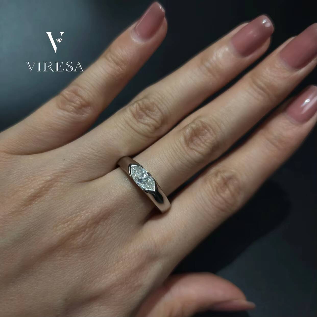 Custom 510mm 1ct Marquise D White Moissanite Gemstone Wedding Ring Silver Gold Plated 925 Sterling Silver Jewelry for Men