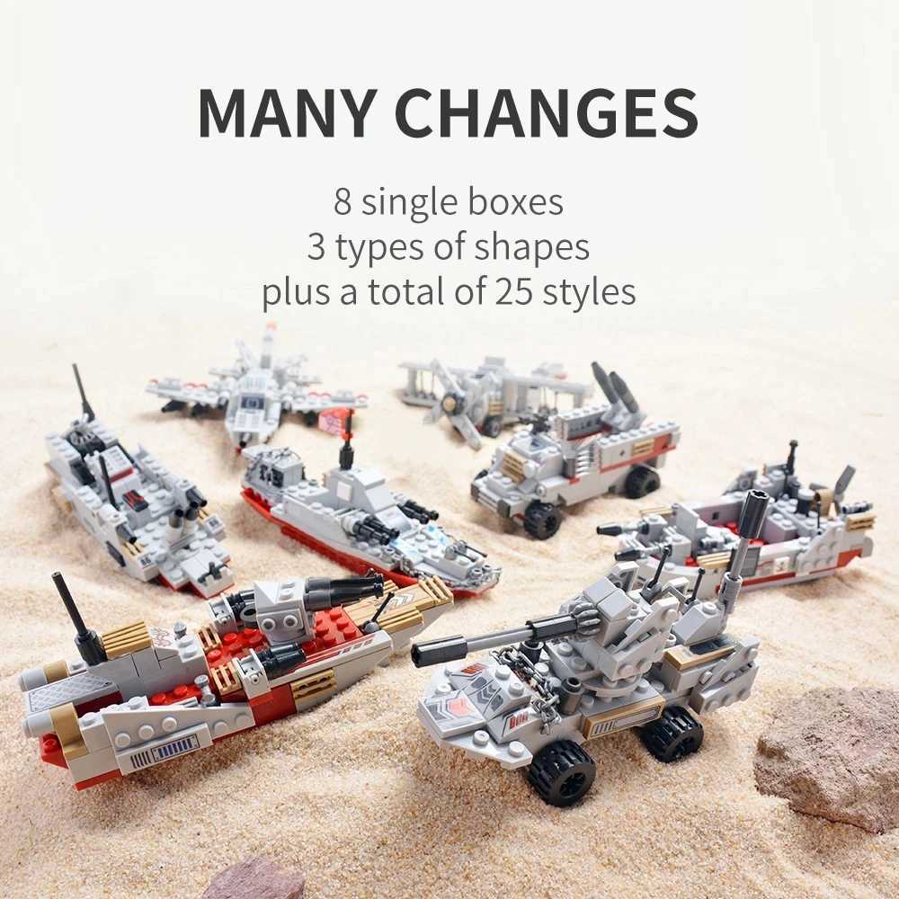 1000Pcs Navy War Chariot Ship Army Boat Plane Model Warships Building Blocks City Children Toys for Boy C251023