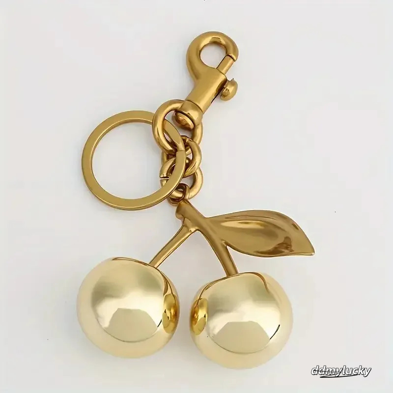 Elegant Cherry Keychain Charm - Shiny Resin And Metal Bag Accessory For Women's Purse Or Handbag Ddmylucky