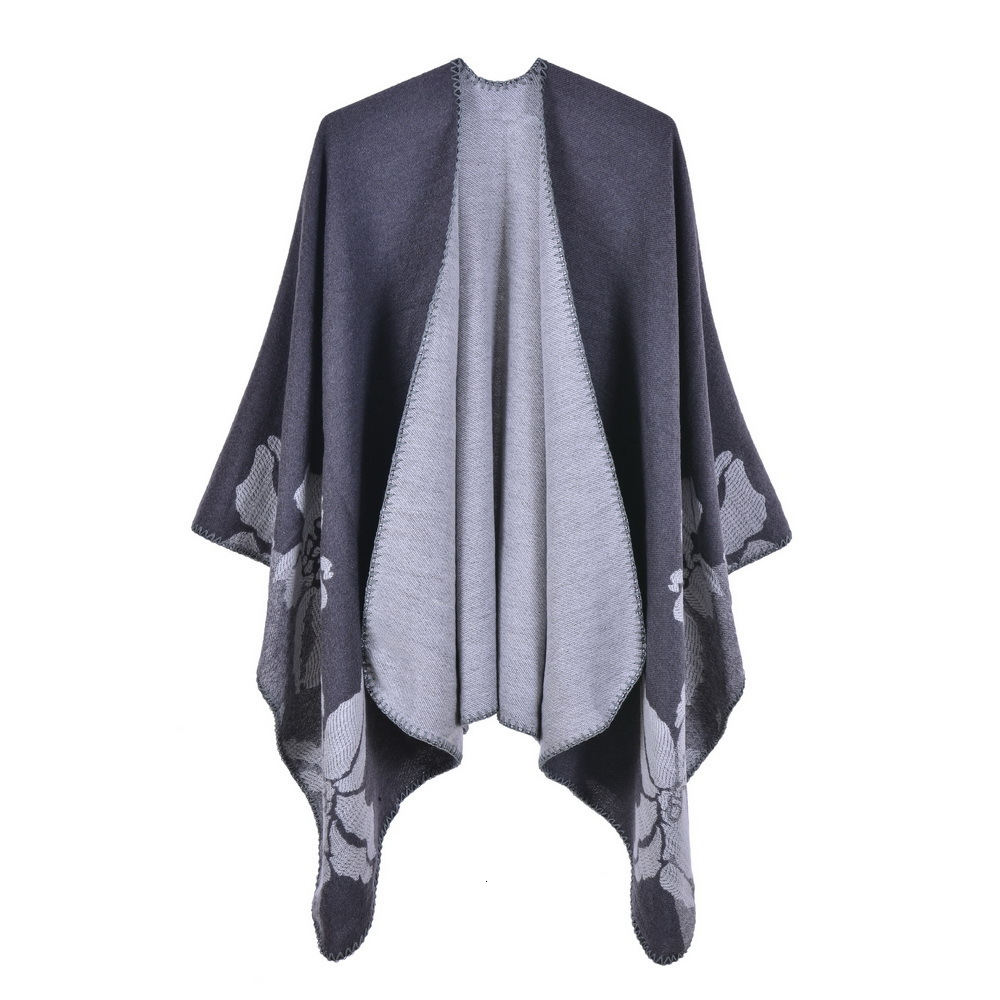 New Fashion Thickened Large Shawl for Women with Large Flowers DoubleSided Imitation Cashmere MultiFunctional Cape