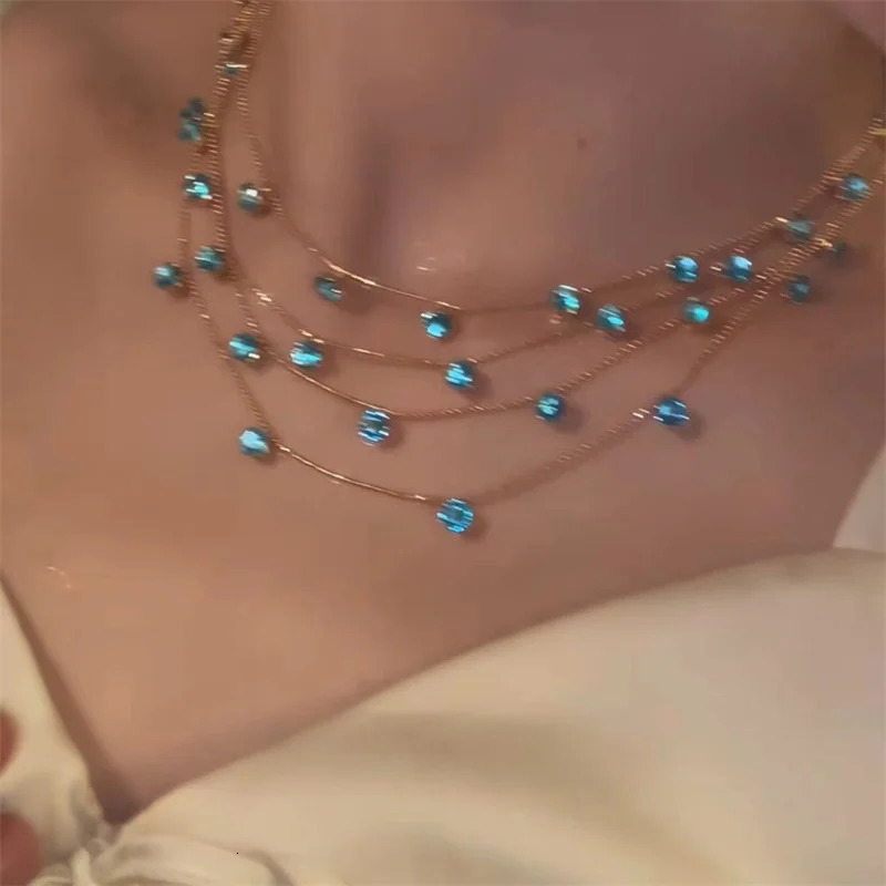 Multilayered Zircon Layer Necklace For Women Gentle Temperament Clavicle Chain Simple Jewelry 251016