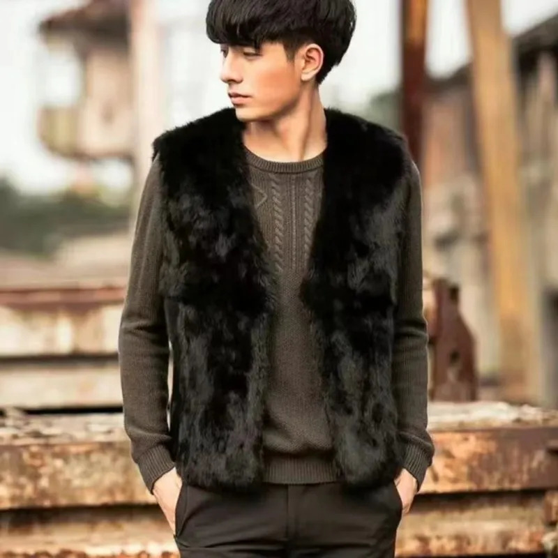 Man s HighGrade Vest Mens Winter Warm Fur Vest Whole Skin Real Rabbit Fur Outside Coat JZ190 251020