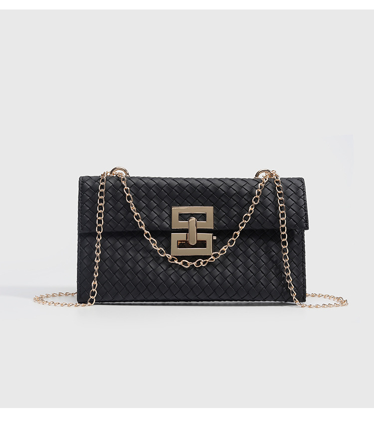 Luxury Brand Designer Bag Women's Bag Brown Woven Small Square Bag 2025 New Vacation Style Chain Flap Twist Lock Single Shoulder Crossbody Bag