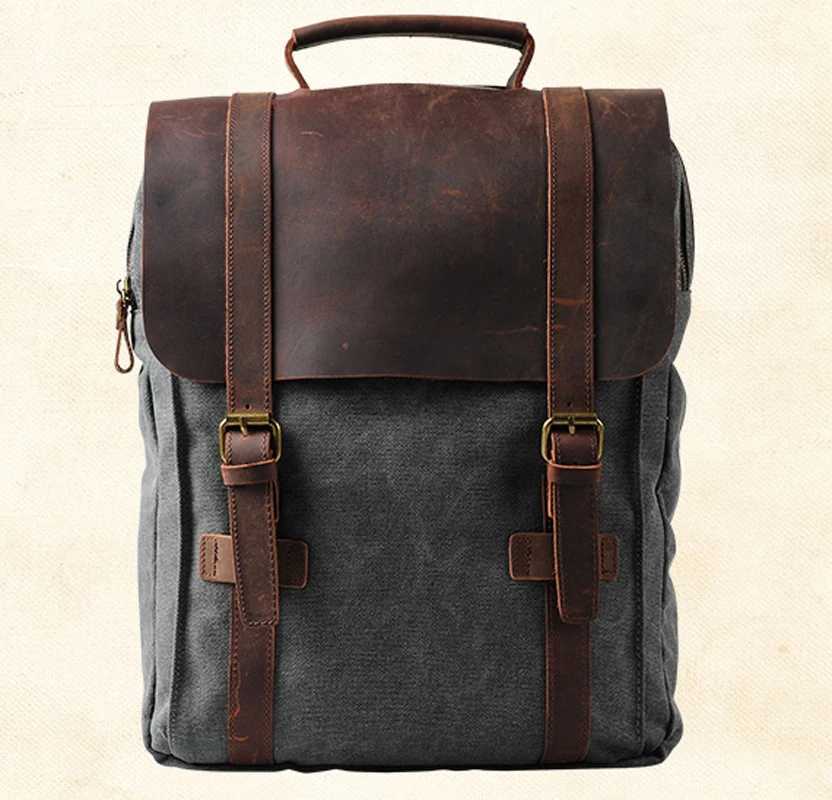 Fashion Male Backpack Leather military Canvas backpack Men backpack women school backpack school bag bagpack rucksack mochila W251025