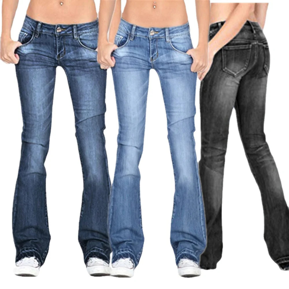 Spring Summer Black Low Rise Flared Jeans Women Casual Vintage Skinny Bell Bottom Mom Jeans Korean Slim Denim Y2k Long Pants 251023