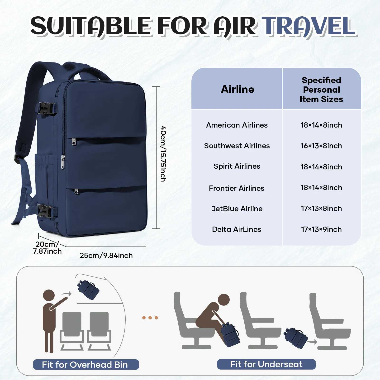 Airplane Cabin Travel Backpack For Women Men Laptop Backpack Hand Luggage 40x30x20 Backpack Under Aircraft Seat Cosmetic Bag W251025