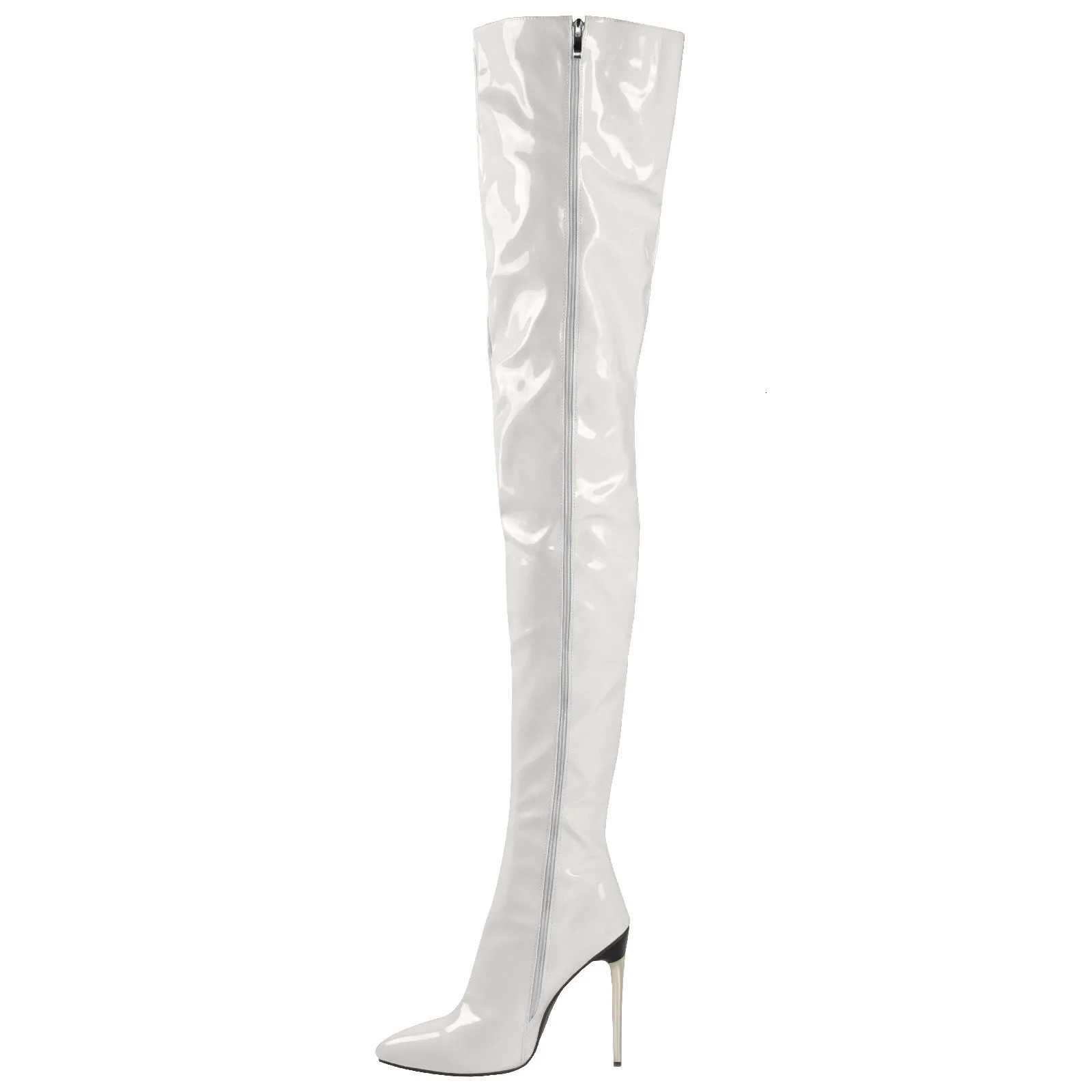 Patent Leather Over The Knee Boots Ladies High Heels 2025 Large Size Sexy Thigh High Boots Stiletto Women Boots Botas Mujer 251023