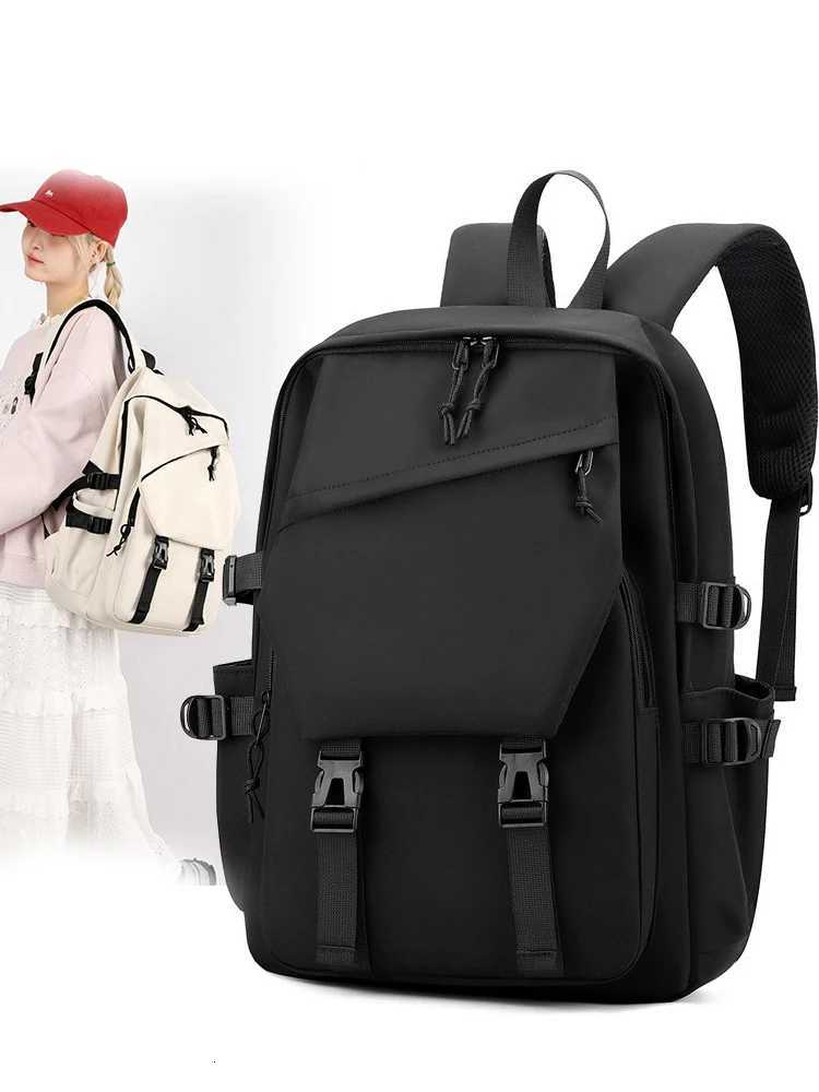 One 15 Inch Polyester Waterproof Solid Color Simple Mens Backpack Fashion Couple Student Computer Backpack W251025