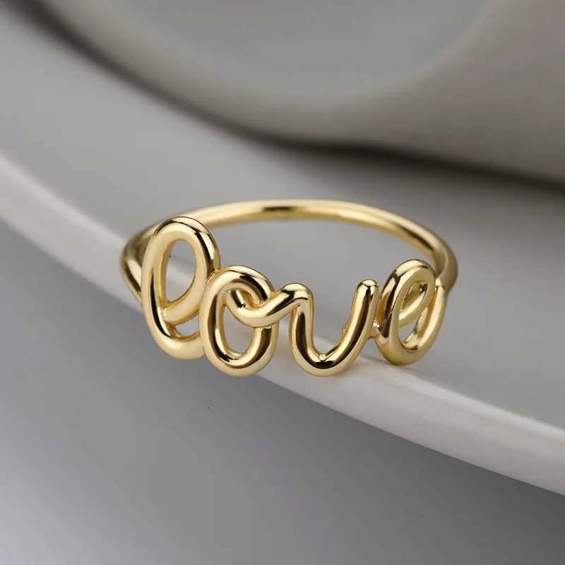 Romantic Love Letter Rings For Women Stainless Steel Geometric Creative Finger Rings Engagemen Wedding Couple Jewelry GiftXJ251025