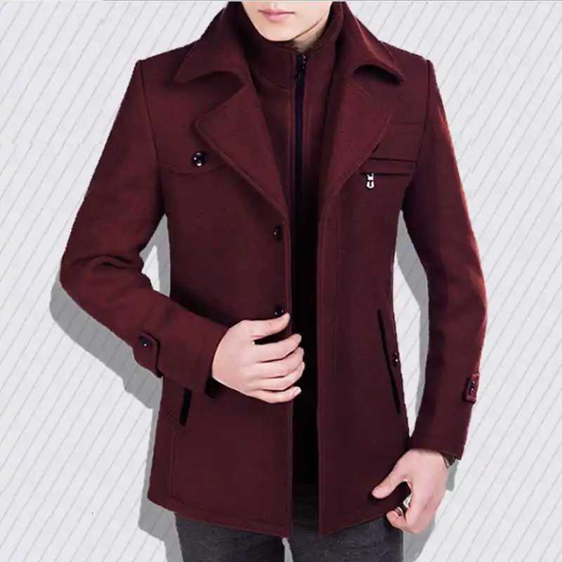 Mens Woolen Coat Short Cashmere Jacket Male Autumn Winter Overcoat Suit Collar Wool Coat thicked Woolen Jacket Man ClothesT251025
