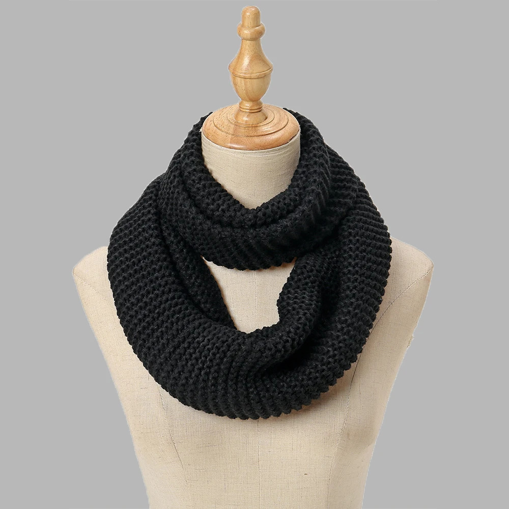 Chunky Circle Knitted Scarf for Women Snood Scarf Ring Acrylic Solid Neckerchief Warm Thick Winter Fashion 251020