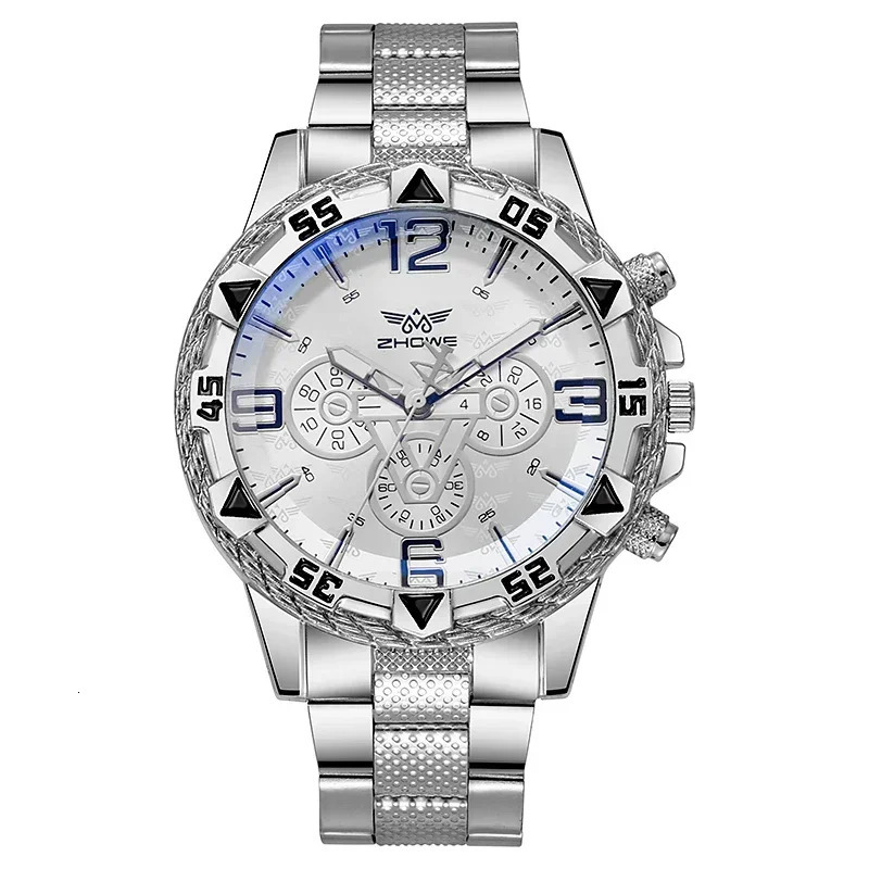 Mens Quartz Watch Classic Business Men Wristwatch Large Dial Alloy Steel Strip Blue Light Three Eye Mens Quartz Watch 251023