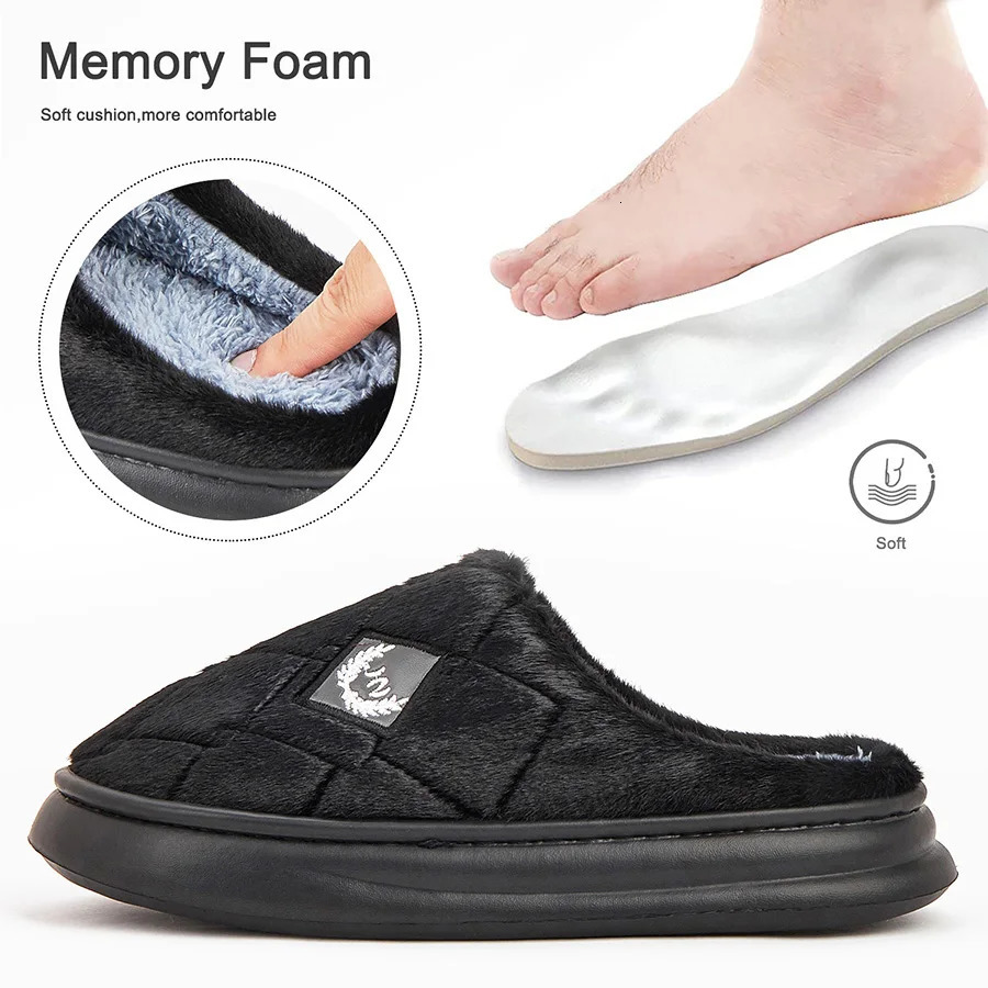 Pmoiste Fur Slippers Men Home EVA Platform Cushion Warm Soft er Living Room Shoes Cozy Nonslip High Quality Indoor251020