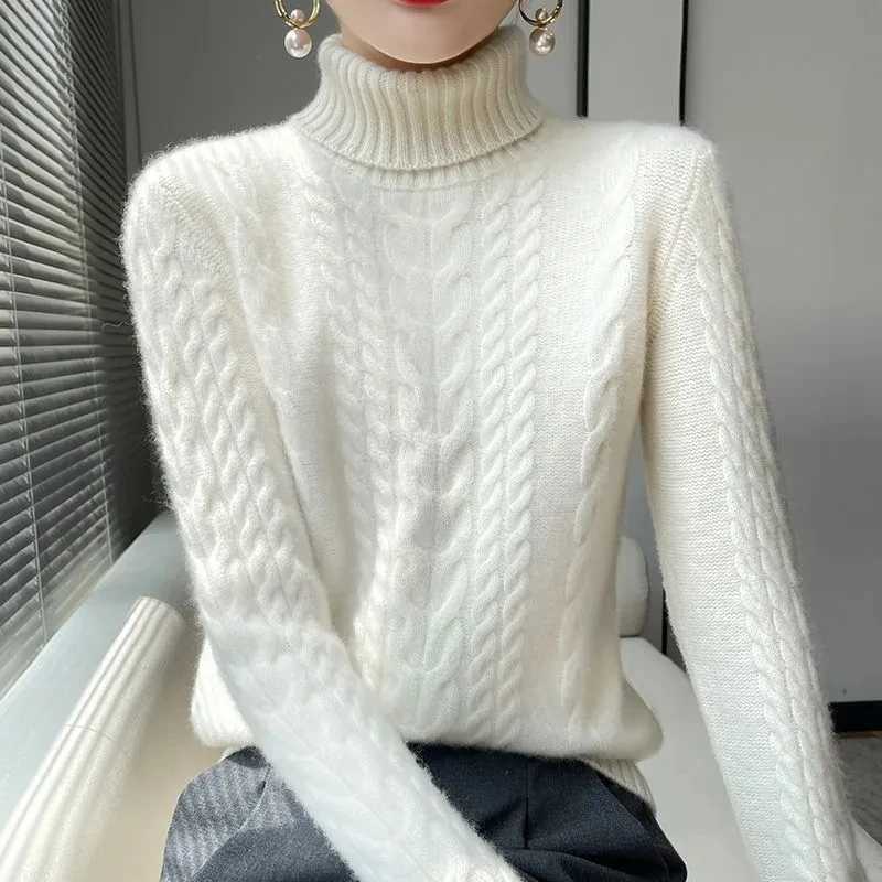 Street Turtleneck Sweater Women 2023 Autumn Winter Long Sleeve Cashmere Female Knitted Pullover Loose Lady Thicken KnitwearT251025