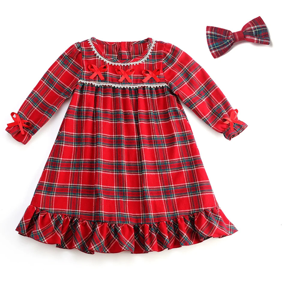 Mudbala Kids Girls Flannel Christmas Pajamas Red Checked Sibling Matching Winter Children Pyjamas Set 251023