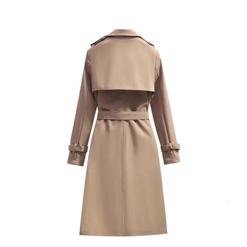 Casual Chic Korean Style Women's Long Sleeve Coat Spring Autumn New Fashion Middling Length Outerwear Elegant Windbreaker dongdumaoyi