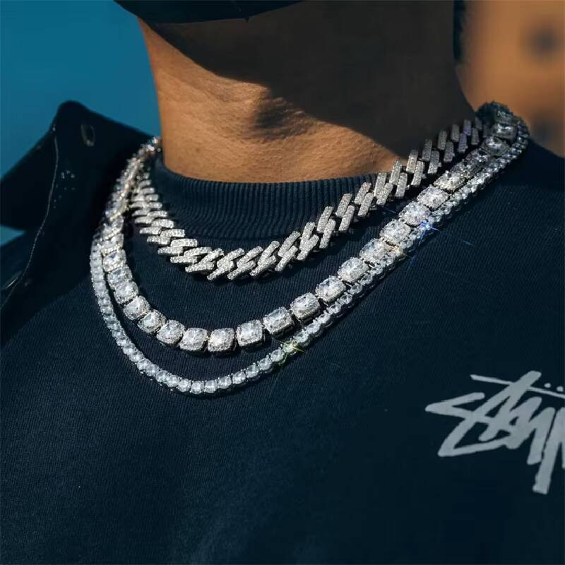 Different Sizes VVS Tennis Chains Necklace Moissanite Tennis Link 925 Moissanite Tennis Chain VVS Diamond Chains