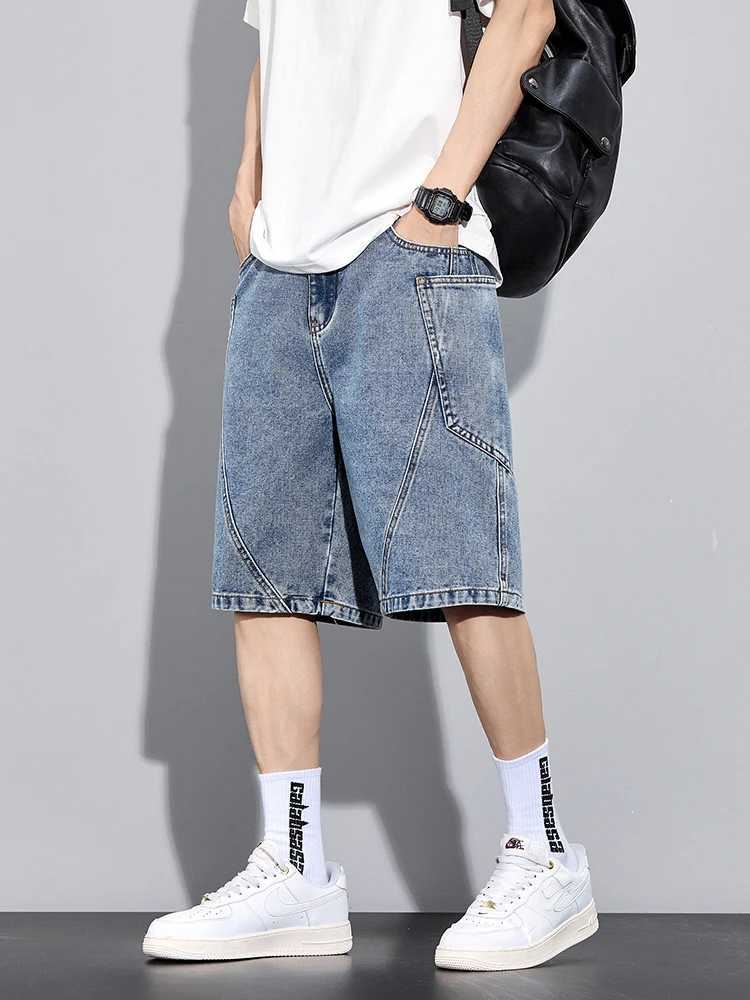 Mens Summer Denim Cargo Shorts Big Size 8XL 7XL 6XL Elastic Waist Straight Baggy Jeans ShortsXJ251025
