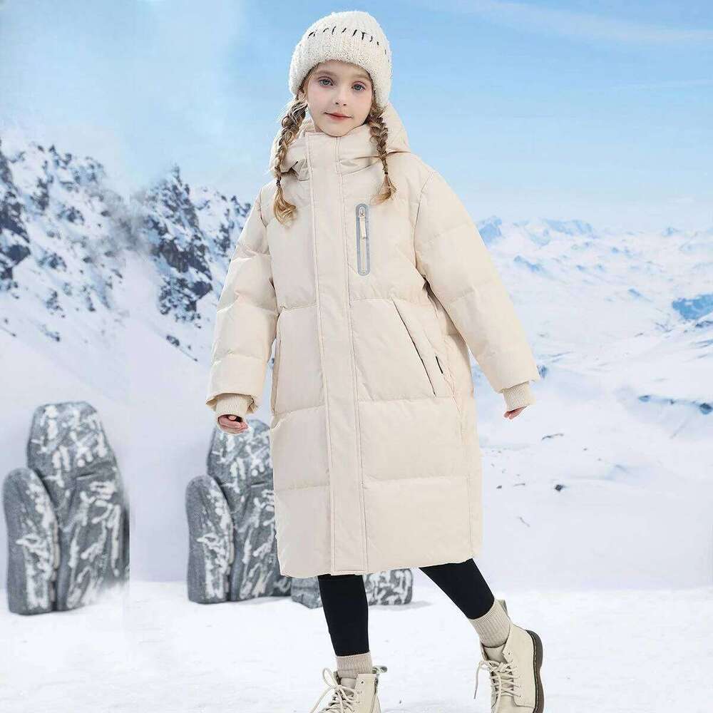 Kids Down-Filled Jacket Winter Long Knee-Length Plus Size Heavy Insulation Coat Off-Season