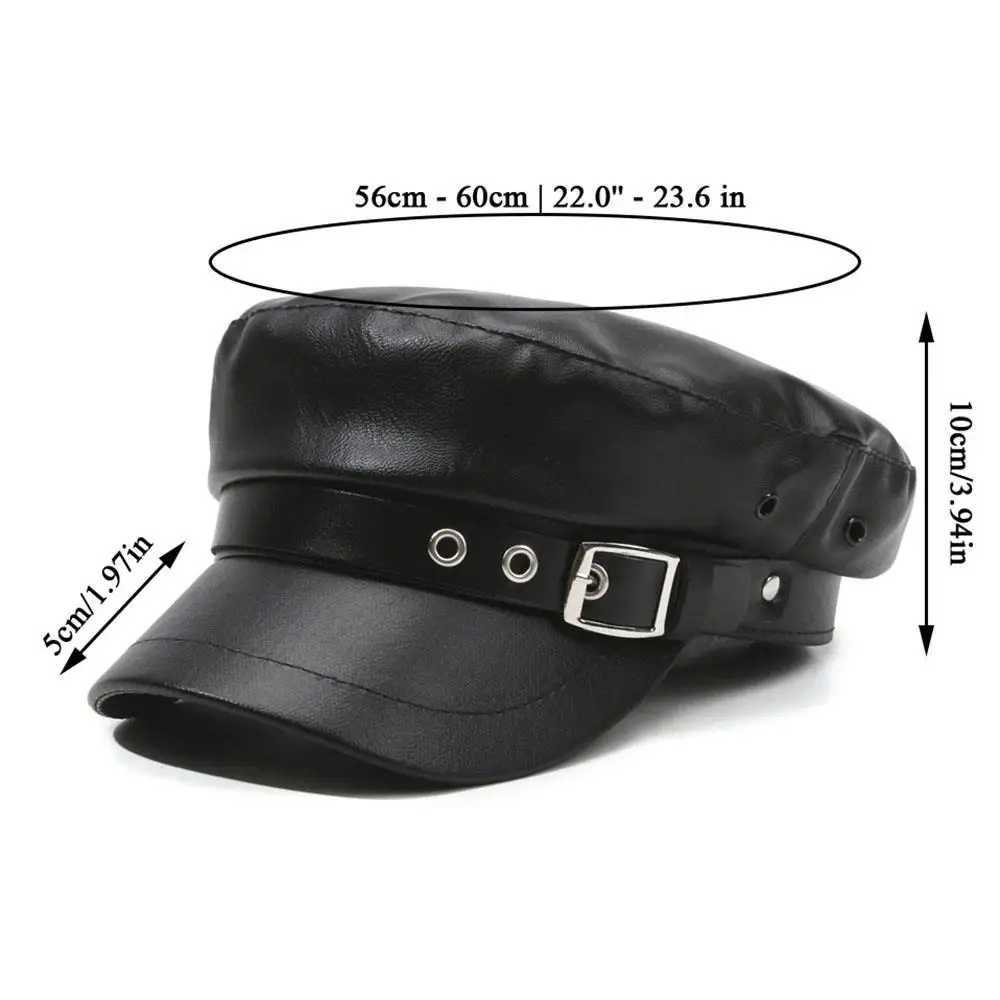 Fashion Wen Berets Black Pu Leather Flat Top Newsboy Cs Vintage Sunscreen Flat Y2k Gils Punk Style Beret Cs Y251025