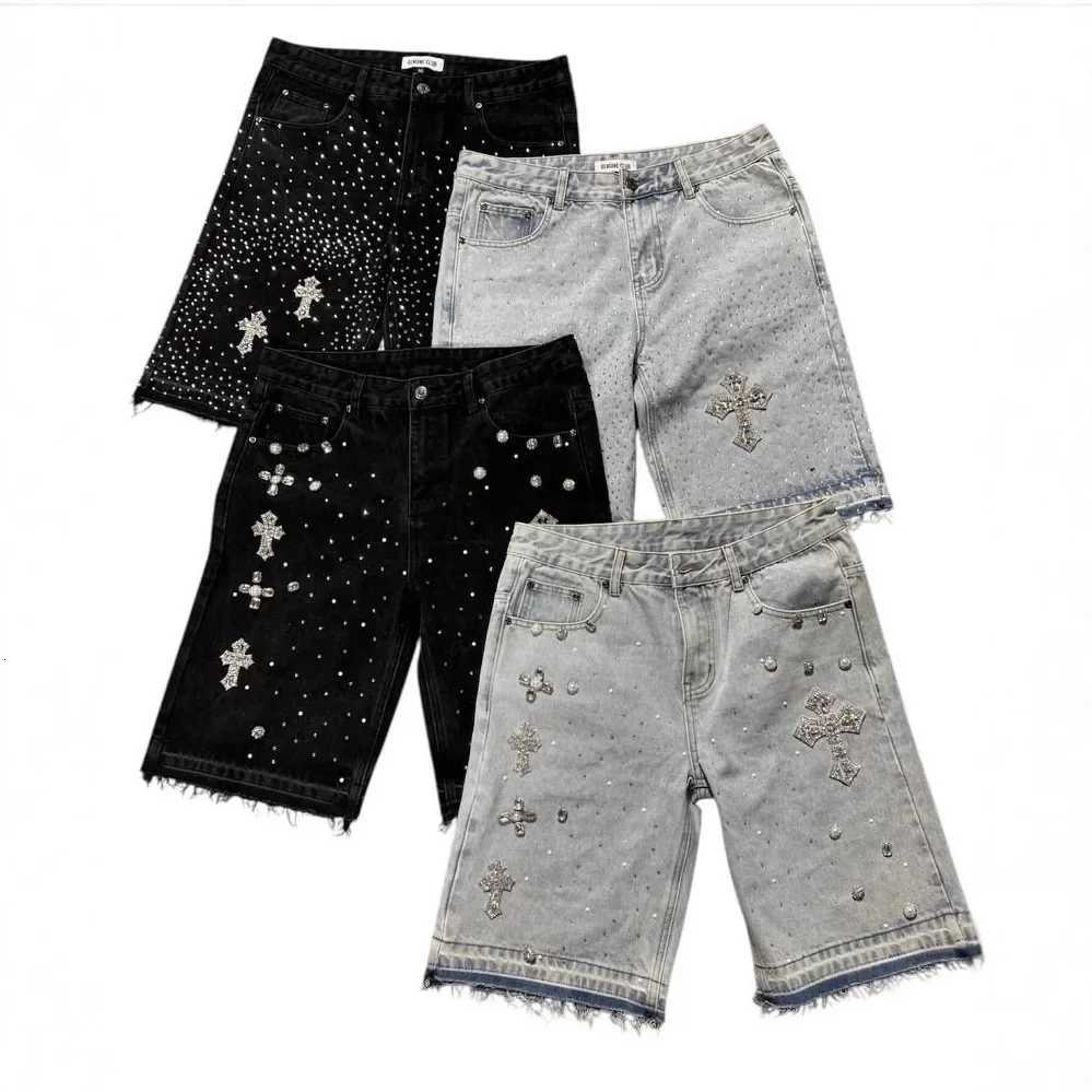 Y2k Retro Gothic Sweatpants Oversized Pattern Denim Shorts for Men Hip Hop Punk Low Waist Gym Shorts StreetwearXJ251025