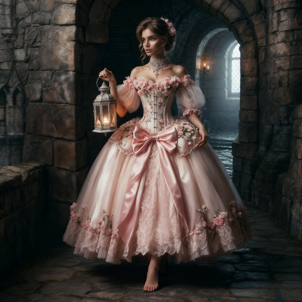 Chic Cinderella Prom Dresses Ankle Length Pink 3D Floral Appliques Long Sleeves Ball Gown Princess Evening Gowns Bow Lace Details 2026 Celebrity Party