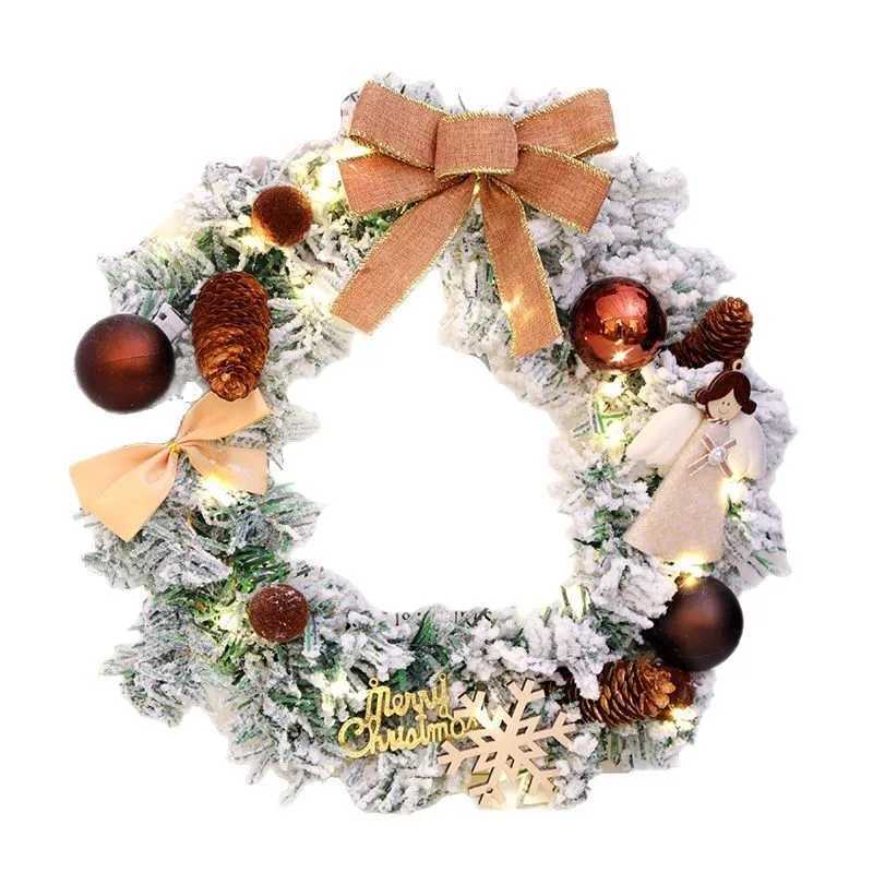 Christmas Decorations 40cm Snowfall Christmas Wreath 2025 New Christmas Door Hanging Vine Circle Scene Decoration Props C251024