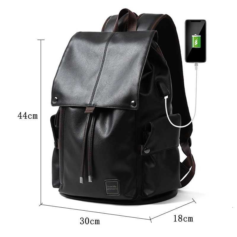 MOYYI Large Waterproof Flip Cover Travel Leather Backpack Men Women Teenagers College Student School Bag Casual Laptop Daypacks W251025