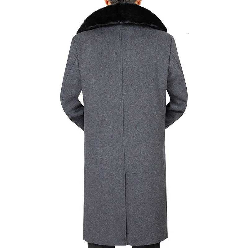 New Winter Men Fleece Fur Collar Woollen Overcoats Cashmere Long Jackets Trench Coats Quality Male Thicker Warm Coat Wool BlendsT251025