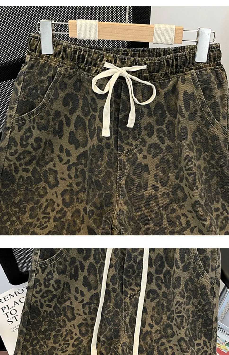 American Retro Leopard Print Denim Shorts Mens High Street Niche Loose Design Fivepoint MidpantsXJ251025