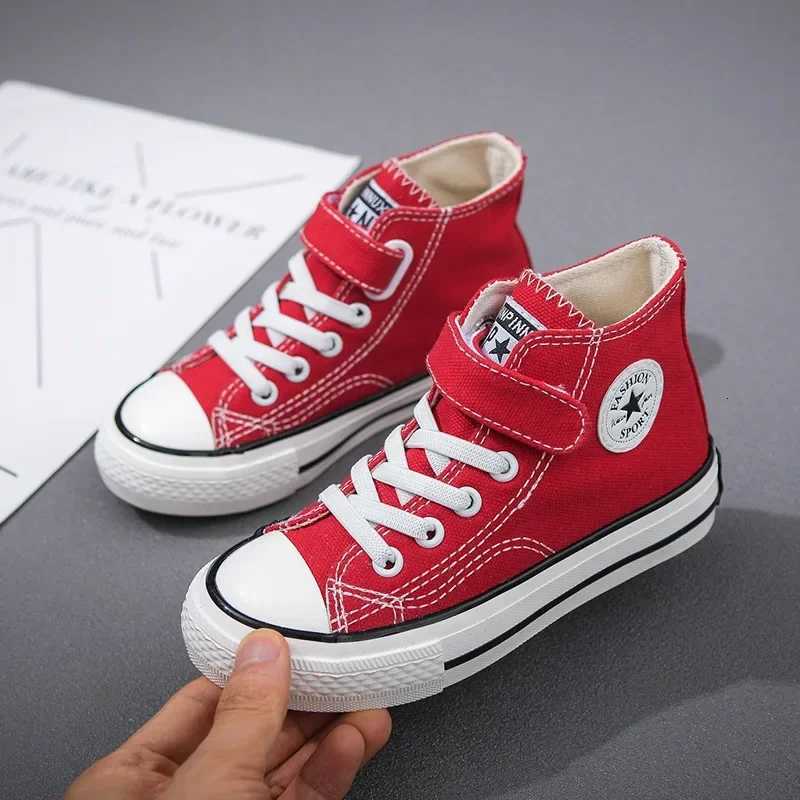 New Fashion Canvas Flat Shoes Childrens Hightop Nonslip Sneakers Student Casual Shoes C260130