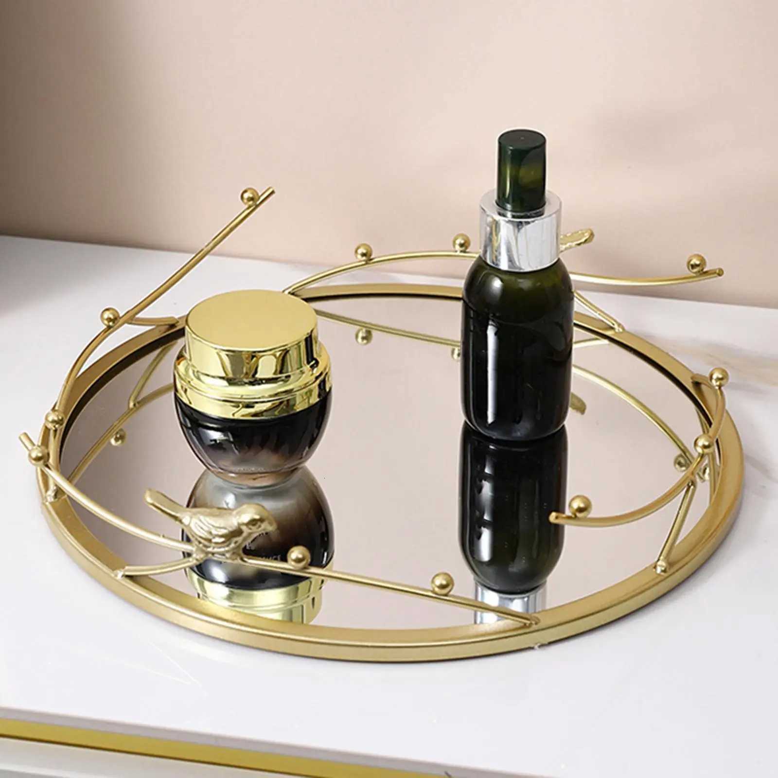 Decorative Mirror Tray Makeup Organizer Practical Modern Jewelry Display Decorative Tray Candle Holder for Bedro Tabletop Y251025