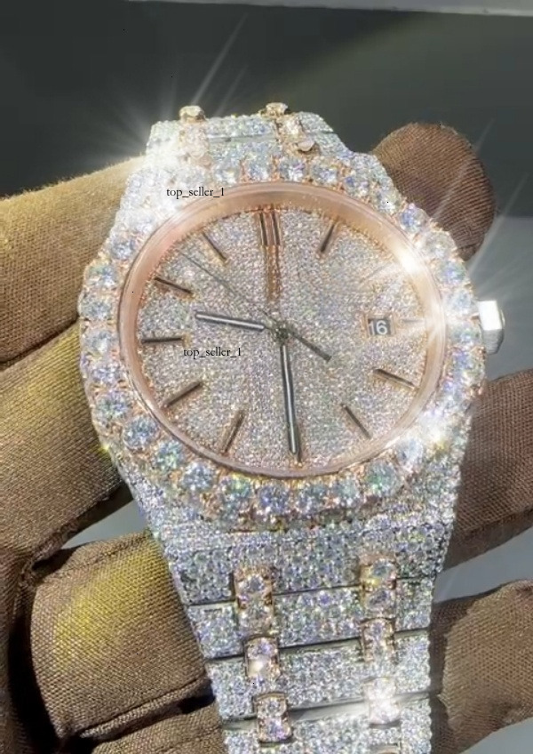 Moissanite Watch design Shiny and luxurious Fashionable whole body For MenFashion Hip hop VVS Automatic Nical Pass Test Dia Diamond down Luxury Customize Iced Out