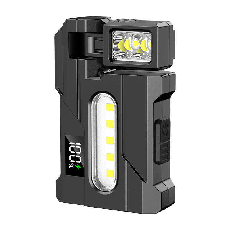 Flashlight Work Light New Magnetic Work Light USB Charging Digital Display Multiangle Rotatable Red Blue Police W251025