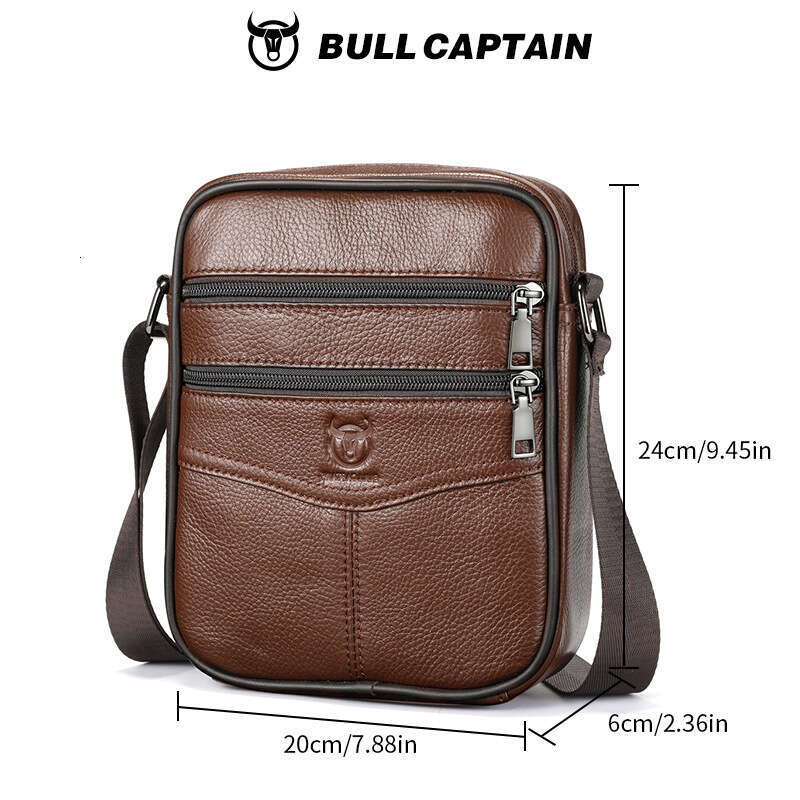 Captain Cow Goods Men S Genuine Leather Single Shoulder Crossbody Top Layer Cowhide High End Feel Inch Flat Vertical Cash Bag High Quality