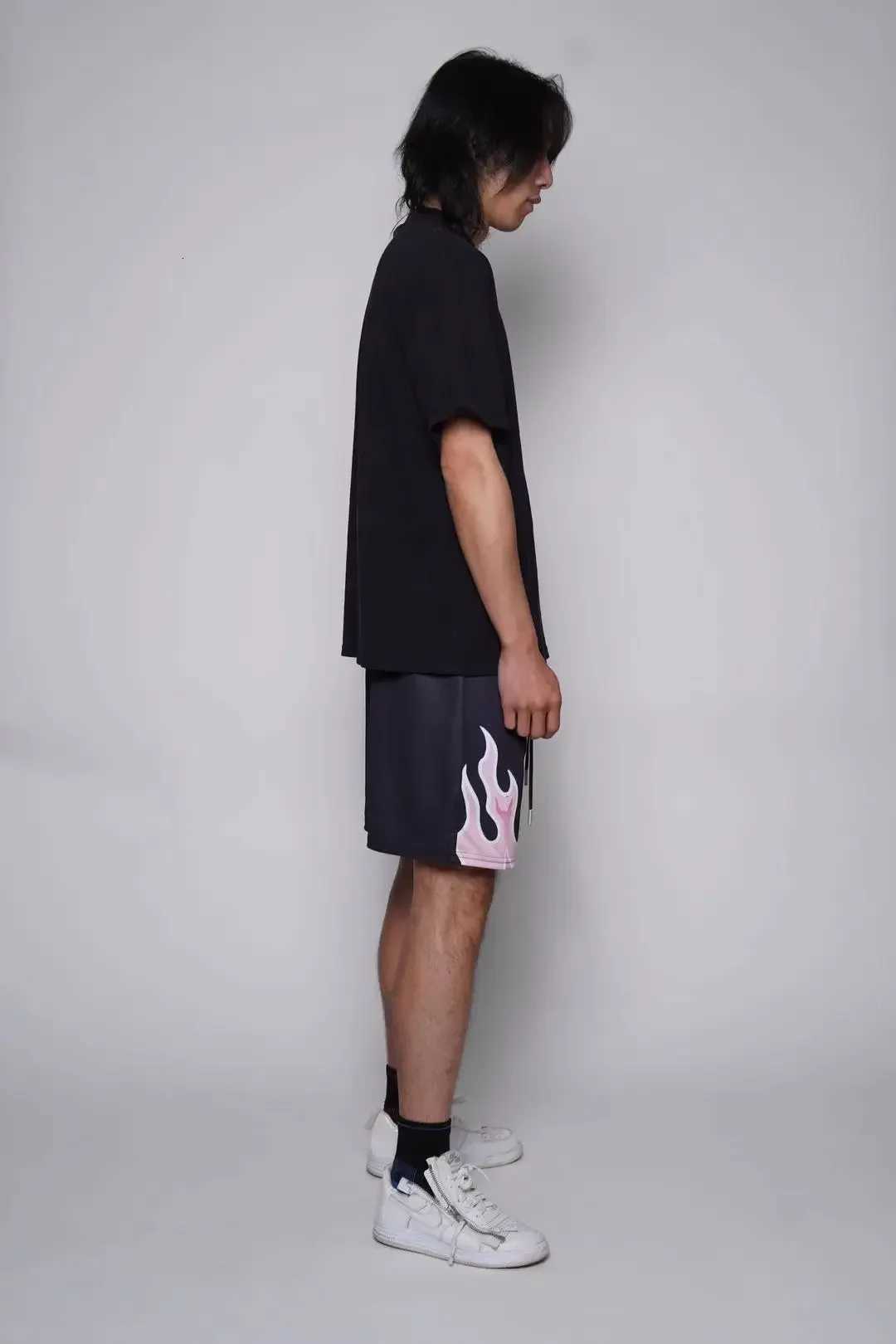 Mesh Breathable Mens Shorts Fitness Basketball Running Quickdrying Shorts Loose Flame Print Fashion Shorts Summer ShortsXJ251025