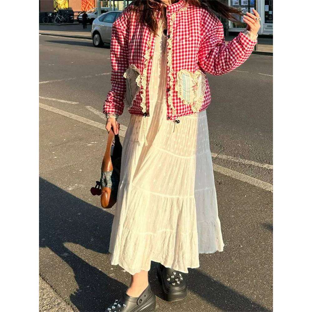 Women Lovely Loose Heart Patterned Parkas 2025 Winter New Long Sleeve Quilted Cotton Padded Jacket Coat Female Cute Outerwear Coats Designer Women
