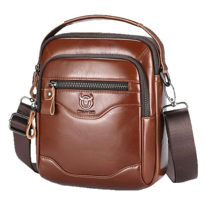 Captain Cow Goods Top Layer Cowhide Single Shoulder Crossbody Genuine Leather Men S Inch High End Multifunctional Bag High Quality designer