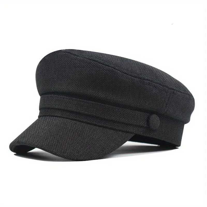 Octagonal Flat Top Beret for Wen Classic Linen Material Windproof Solid Color Design Casual Painter Hat Y251025