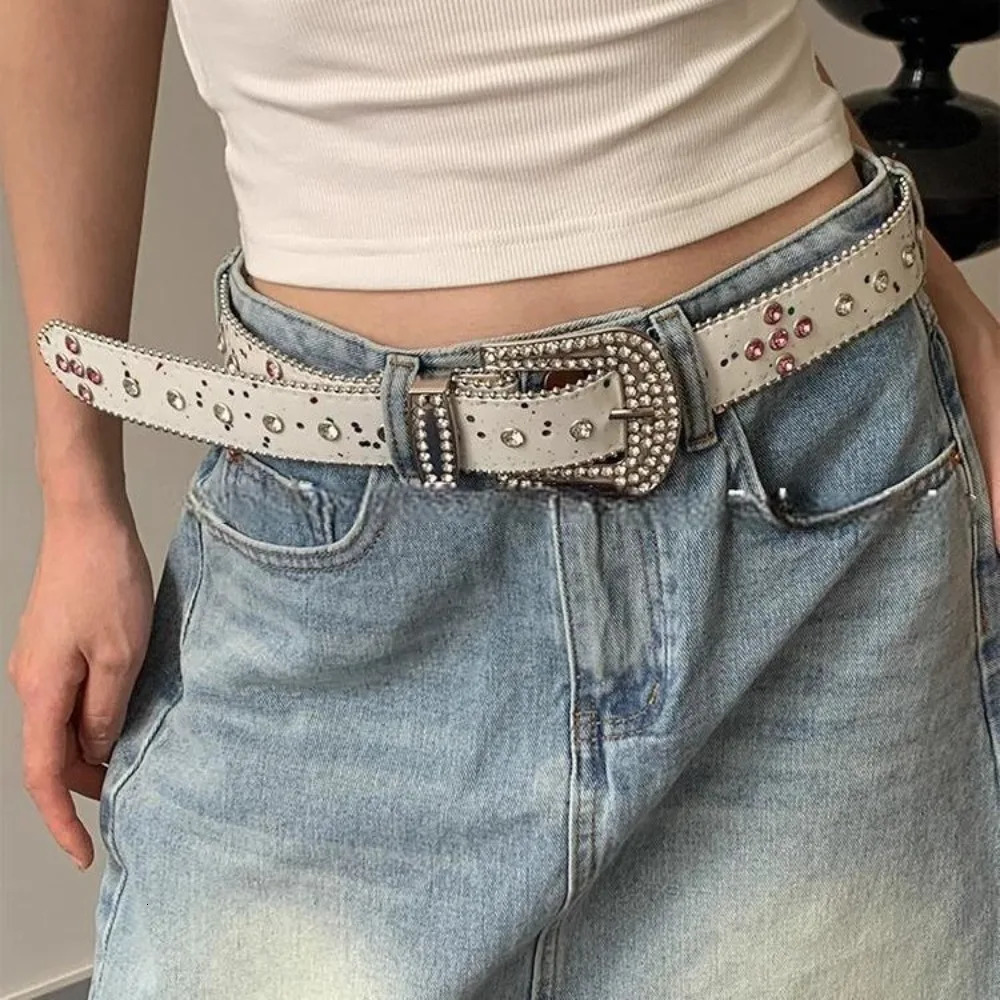 Fashion Sequin Rhinestone Waistband Gradient Pink Shiny Retro Y2k Belt Vintage Harajuku Jeans Waistband Spicy Girl 251024