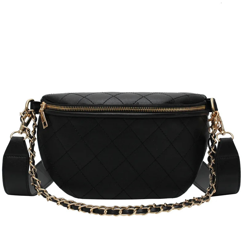 Chain Waist Bags Women Leather Fanny Pack Highquality Zipper Female Crossbody Chest packs Banana Bags Phone pocket 251023