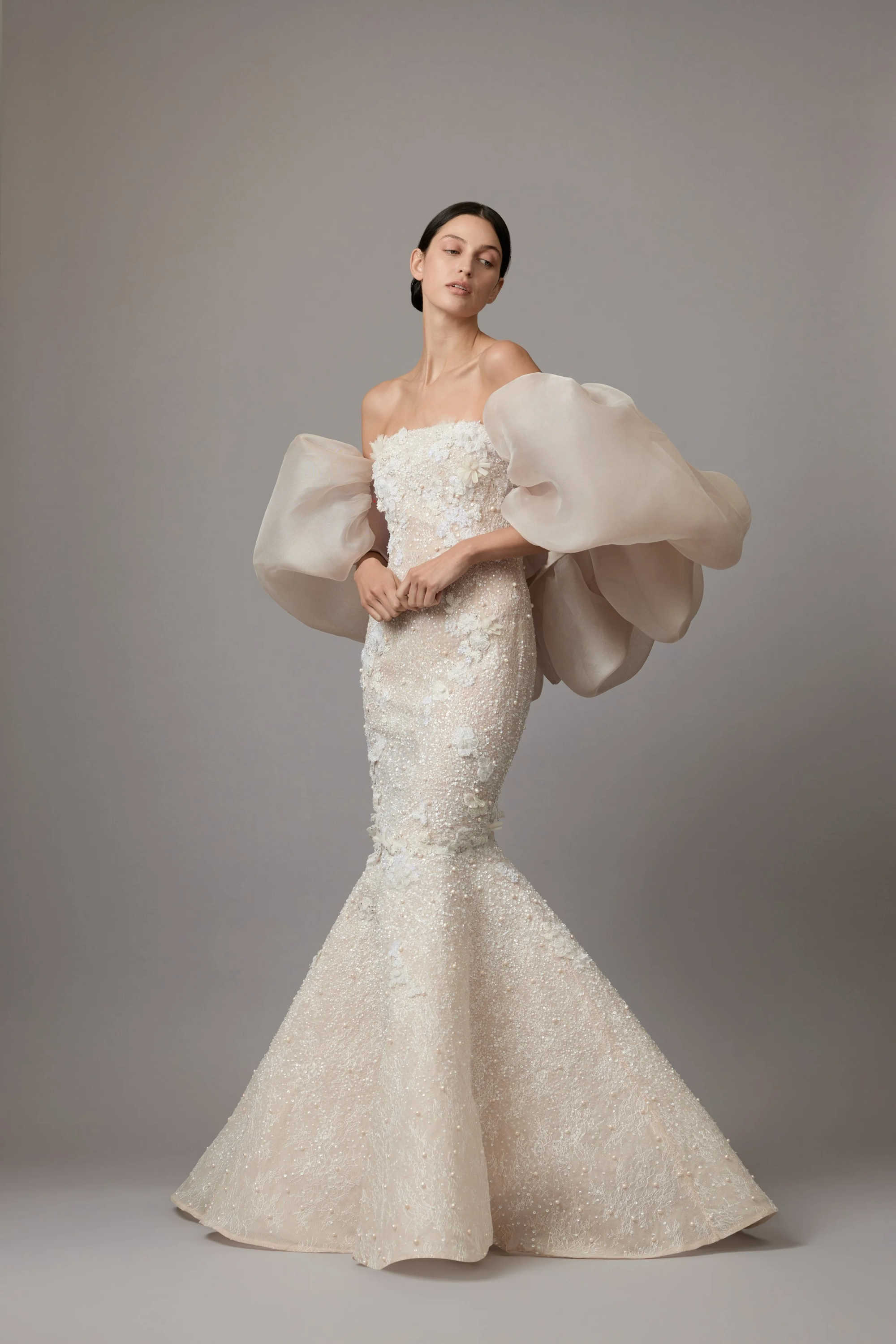 Gracefu lMermaid Gown Wedding Dress Strapless Appliques Pattern Lace Bridal Gowns Big Size Vestidos De Novia Custom Size Colour