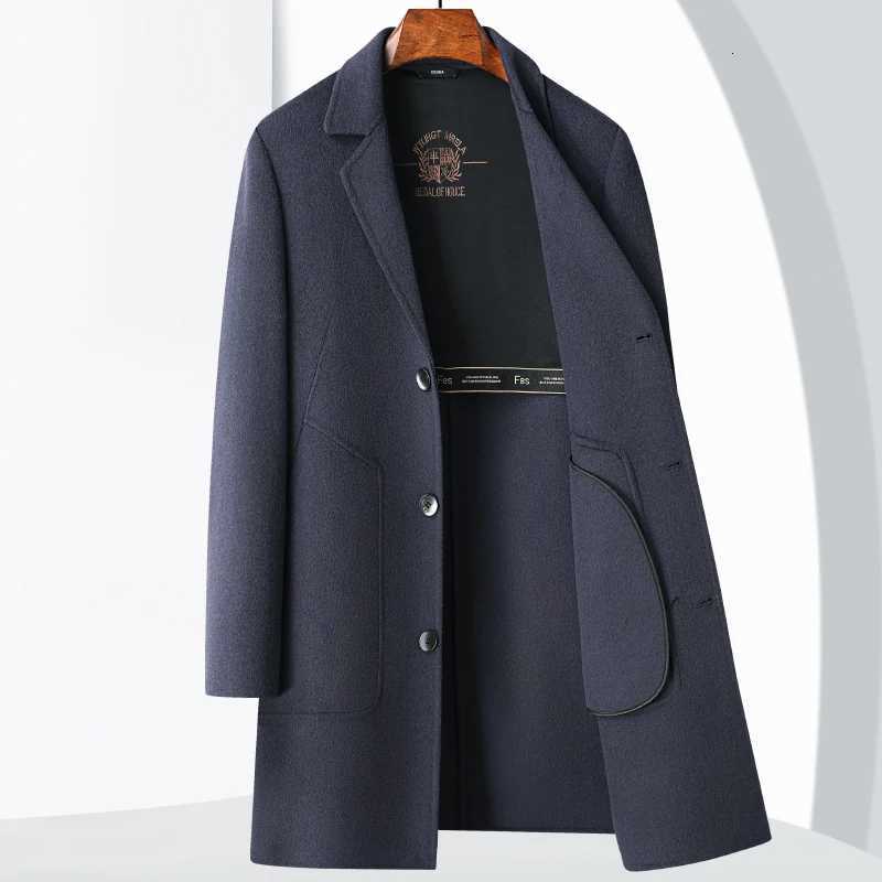 New autumn and winter casual and fashionable woolen doublesided mediumlength overcoat cotton and wool jacketT251025