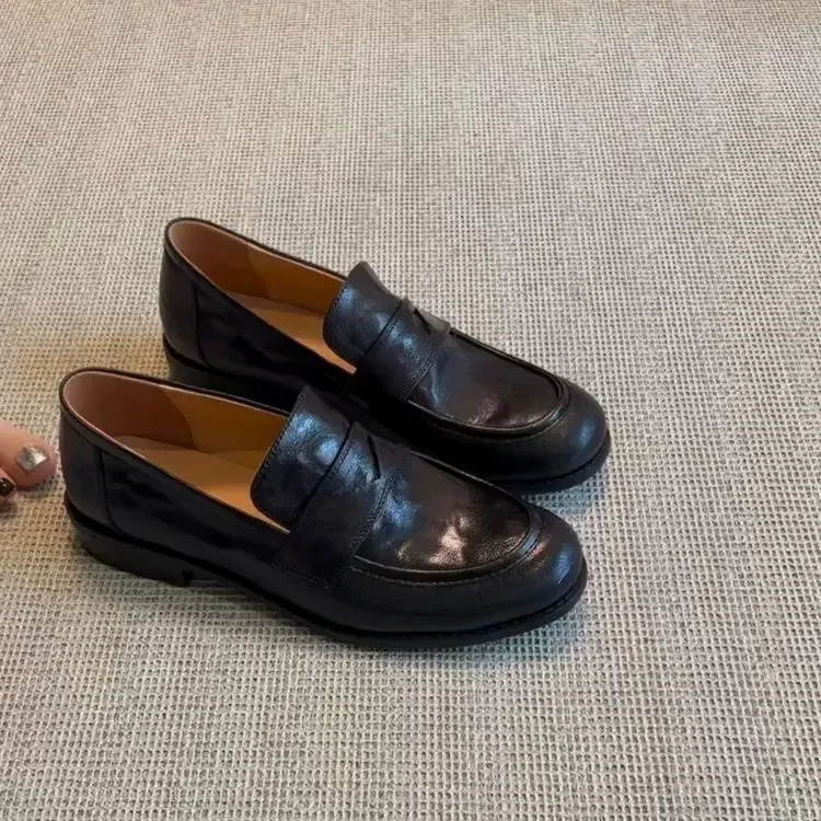Women Flats Loafers Shoes Leather Retro Shoes Trend Autumn Classic Shoes Women Walking Dress Femme Zapatillas 251023
