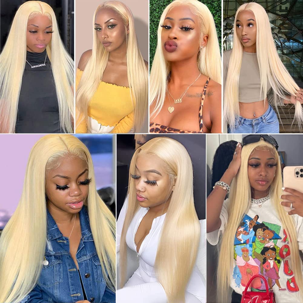 613 Blonde T Part Wig 13x6x1 Lace Front Human Hair Pre Plucked Straight Body Wave Lace Front Wigs for Women