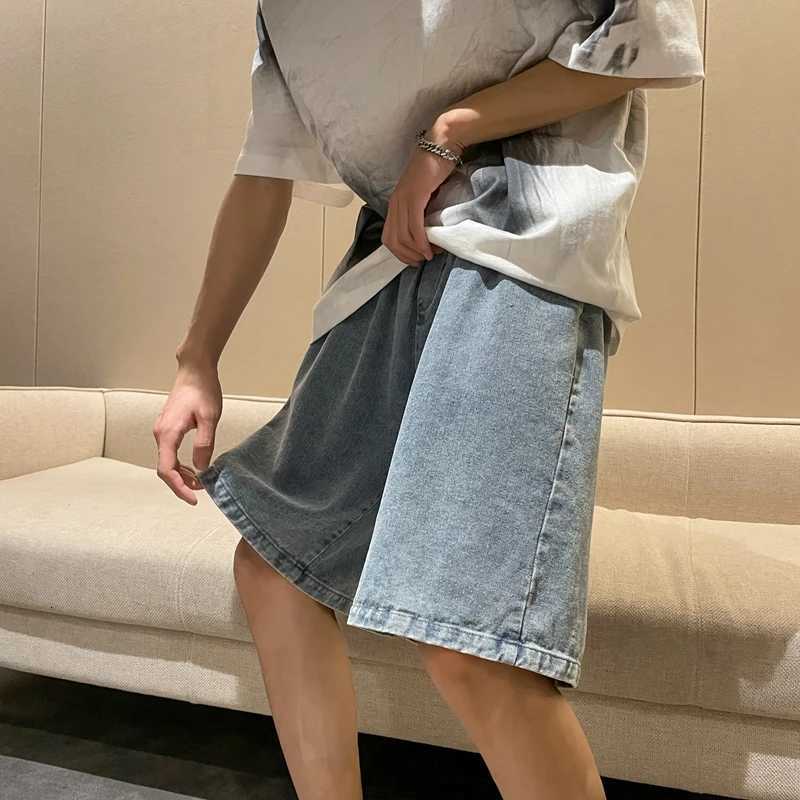 Korean Style Summer Mens Black Wide Leg Denim Shorts 2023 New Fashion Casual Baggy Short Jeans Male Brand ClothesXJ251025