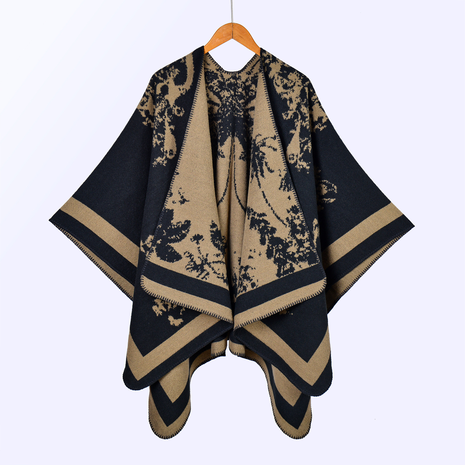 HotSelling Womens Large Shawl Scarf Autumn Winter Large Butterfly Jacquard Split Warm Cape Live Streaming