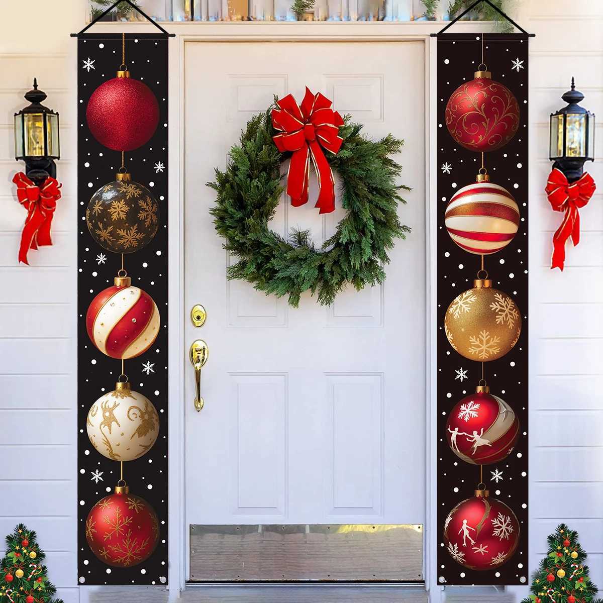 Christmas Hanging Door Banner Merry Christmas Decoration for Home 2025 Xmas Ball Decor Navidad Notal Noel Ornament New Year 2026 C251024