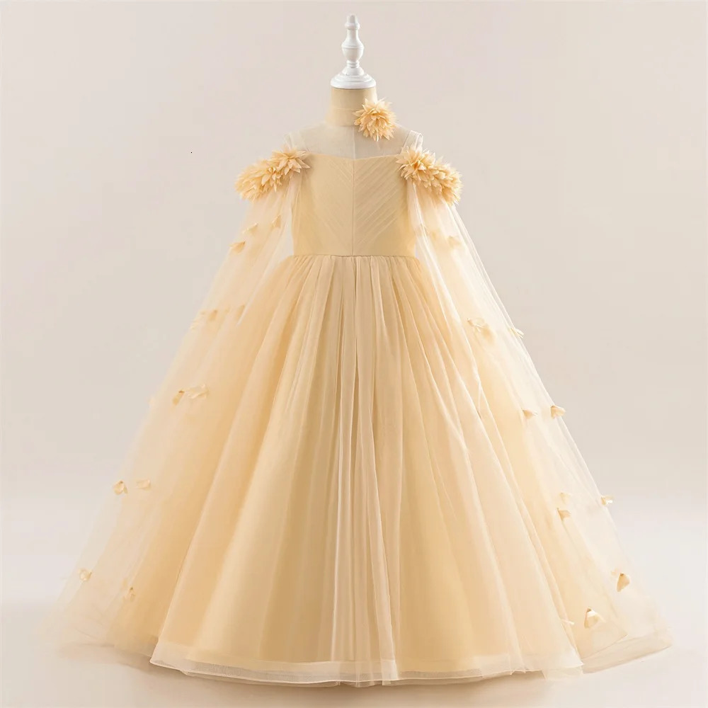 Flower Wedding Party Dress For Girls Kids Princess Tutu Dresses Girl Fashion Lace Birthday Clothes Summer Evening Prom Gown 251023